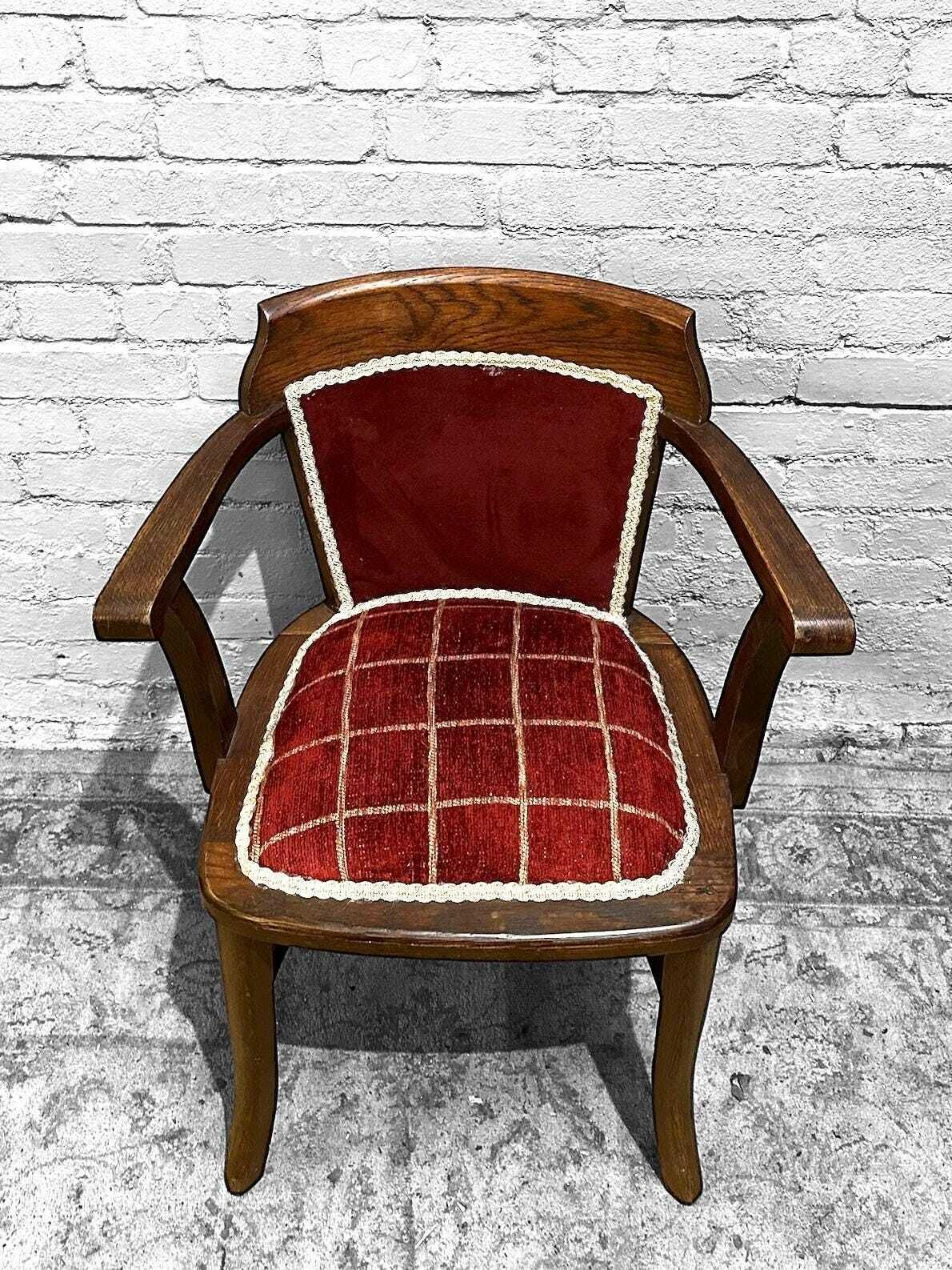 Antique Edwardian Oak Office Desk Chair C1910 photo vintage