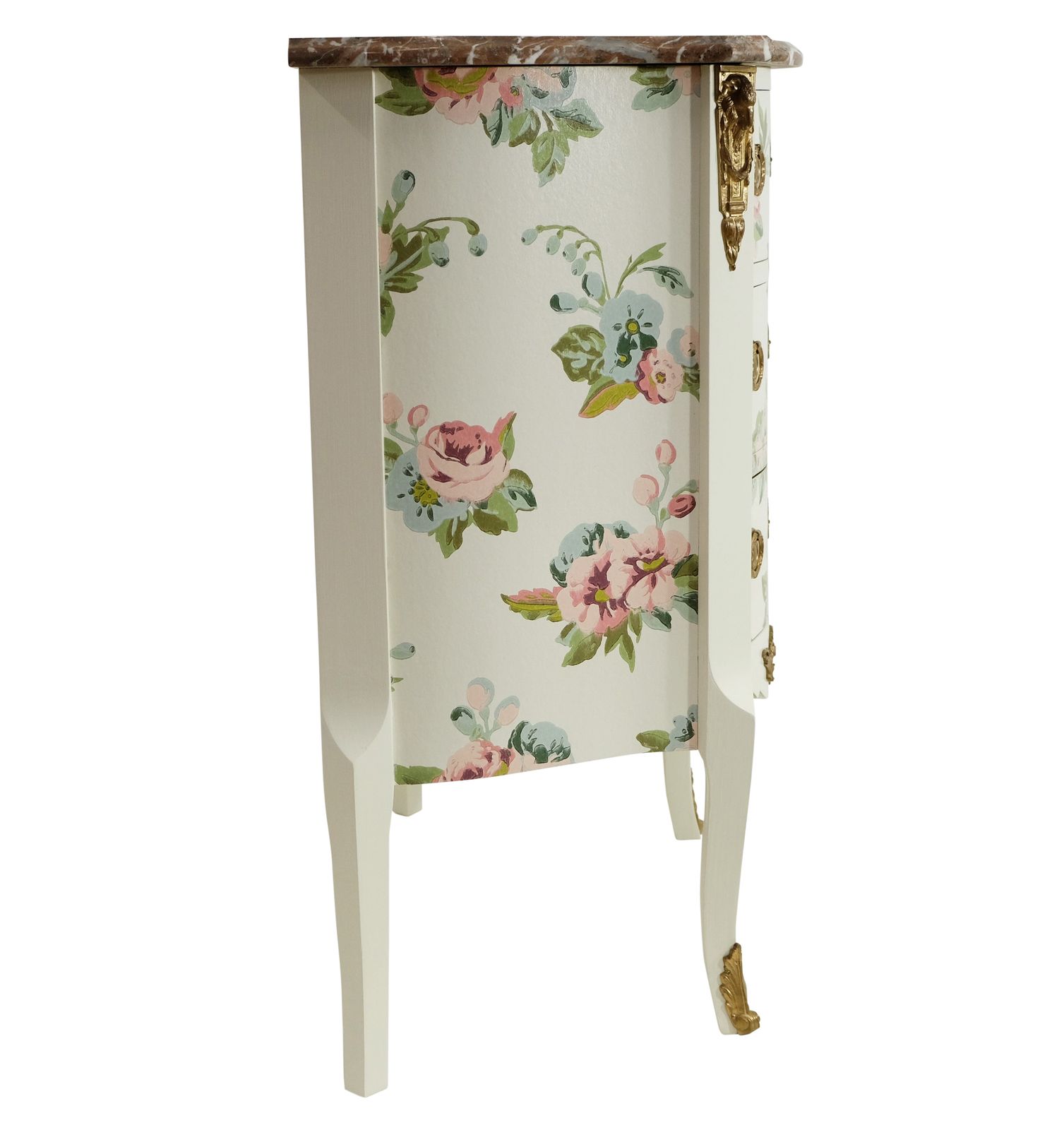 Louis XV Style Chest Three Drawer Chest With Floral Design And Natural Marble Top photo buy