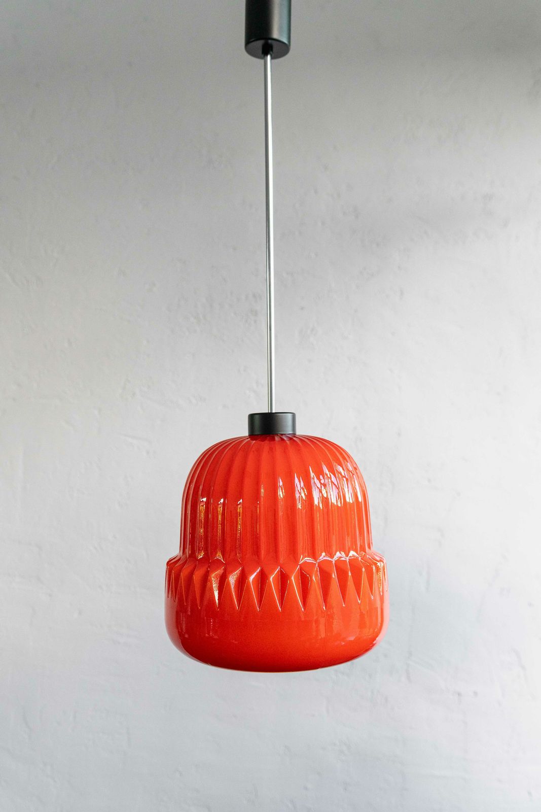 Vintage Czechoslovak Glass Hanging Lamp By Osvětlovací Sklo, 1970s