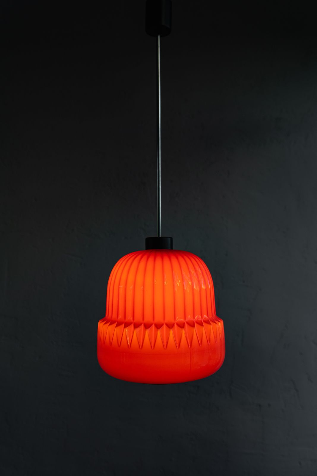 Vintage Czechoslovak Glass Hanging Lamp By Osvětlovací Sklo, 1970s photo Lighting