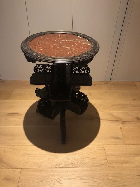 Japanese Style French Made Circular Revolving Bookcase And Table