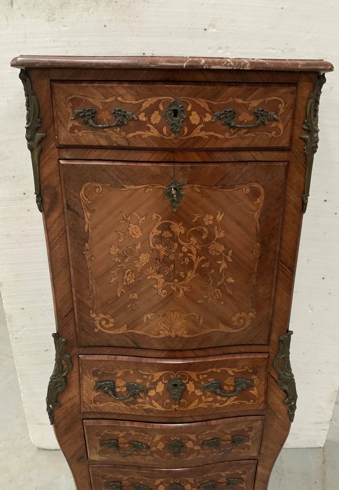 Louis XV Style Lady's Secretary In Light Wood Marquetry, 20th Century photo buy