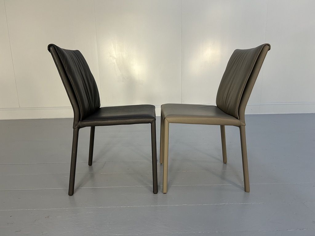 3400.0 Suite Of 10 Cattelan Italia “Italia” Dining Chairs – In Mid & Dark Grey Leather photo