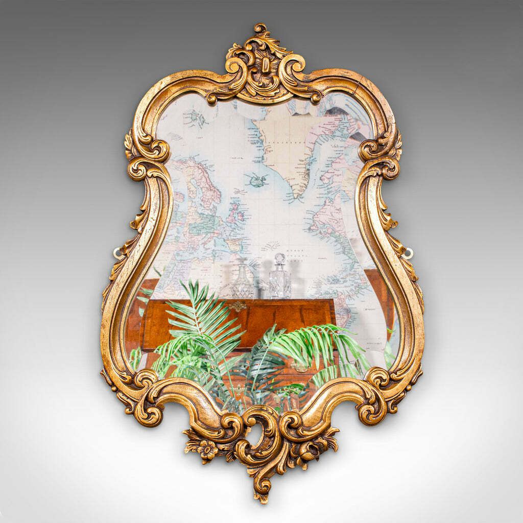 Antique Baroque Wall Mirror, French, Giltwood, Vanity, Hallway, Edwardian, 1910 photo furniture