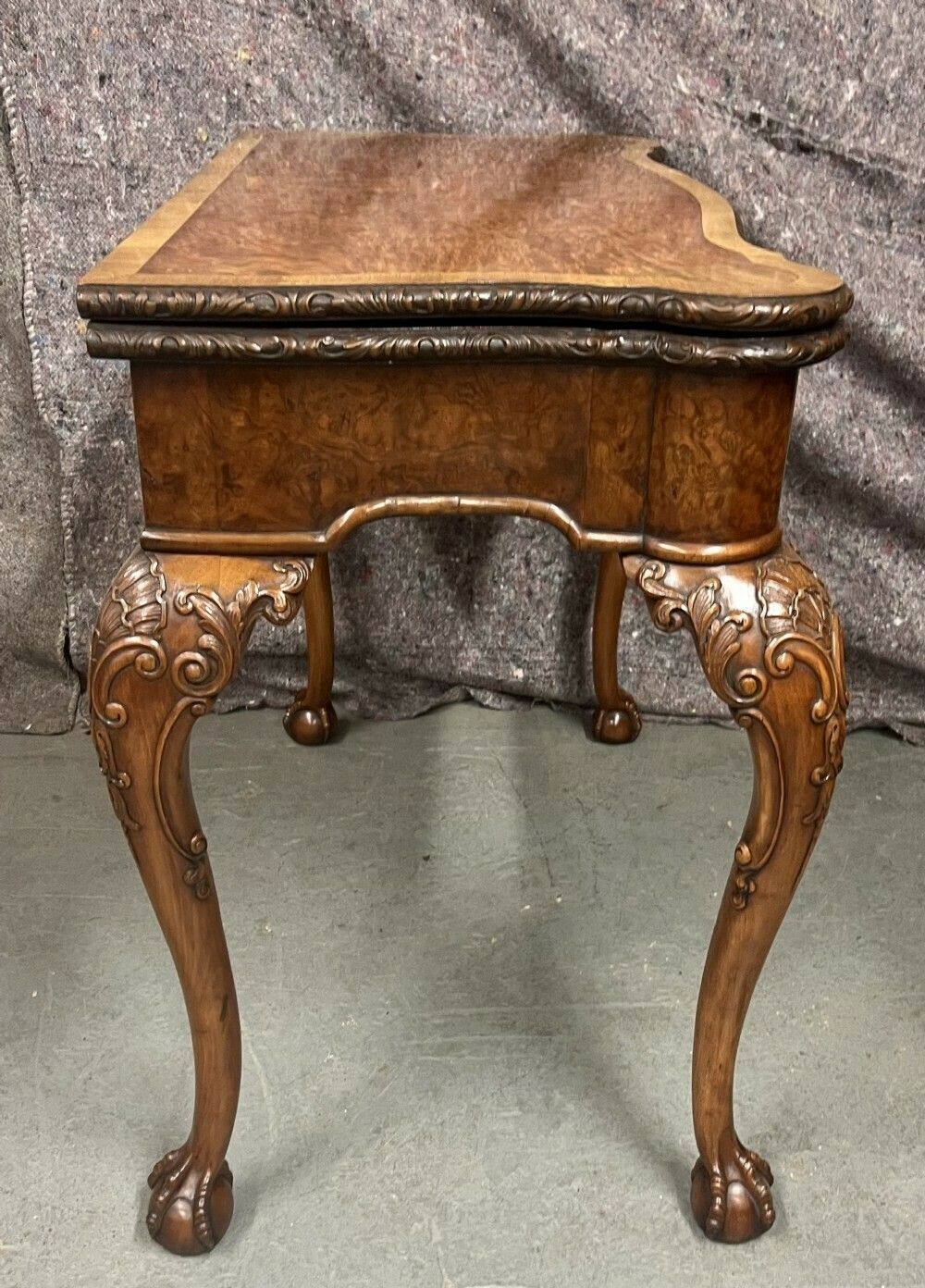 1403.0 Fine Burr Walnut Card Table By Maple & Co. Of London photo