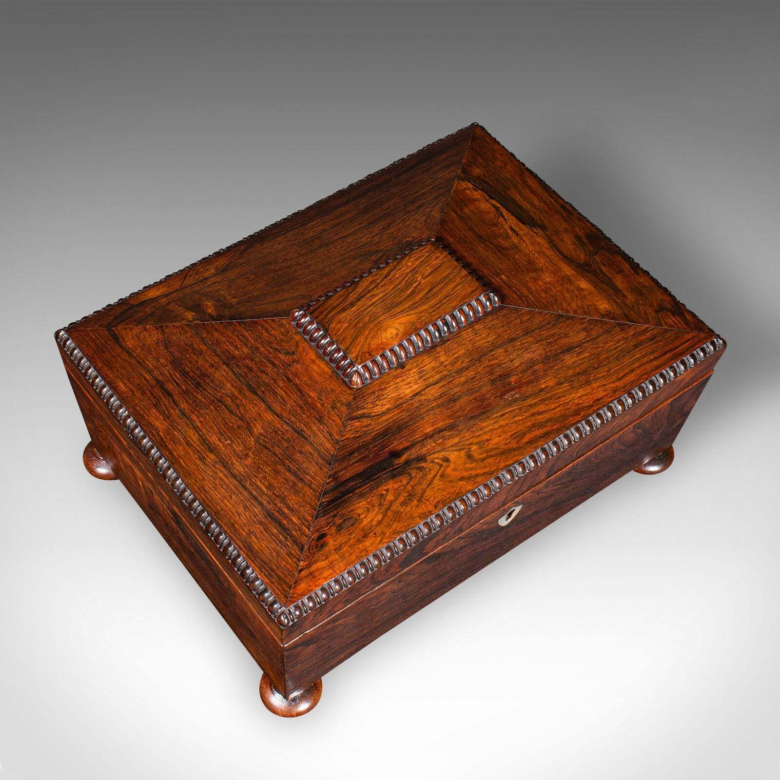 Antique Sarcophagus Keepsake Box, English, Velvet Lined, Glove Case, Regency photo vintage