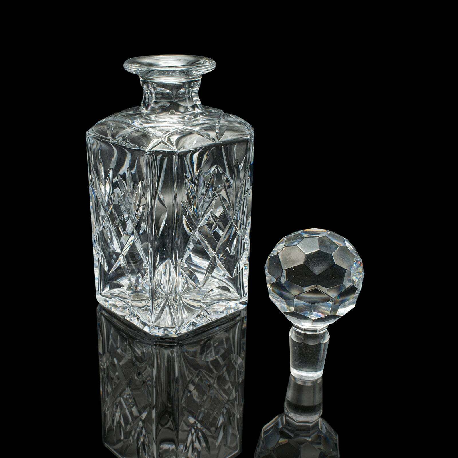 Vintage Executive Whiskey Decanter, English, Cut Crystal Glass, Spirit Vessel photo furniture