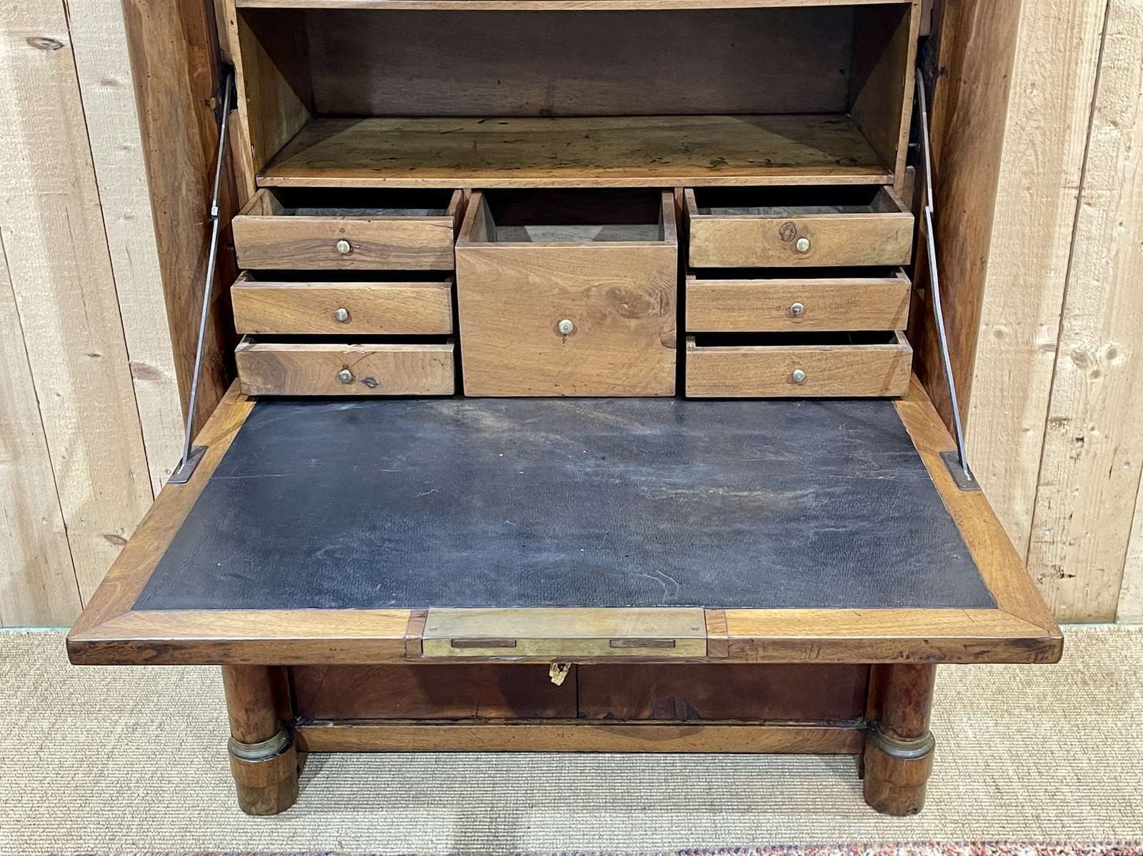 Empire Period Secretary In Walnut, Oak And Black Marble photo for sale
