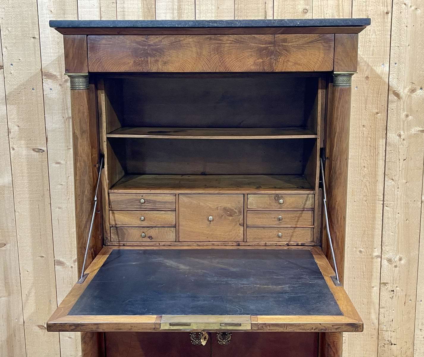 Empire Period Secretary In Walnut, Oak And Black Marble photo vinterior