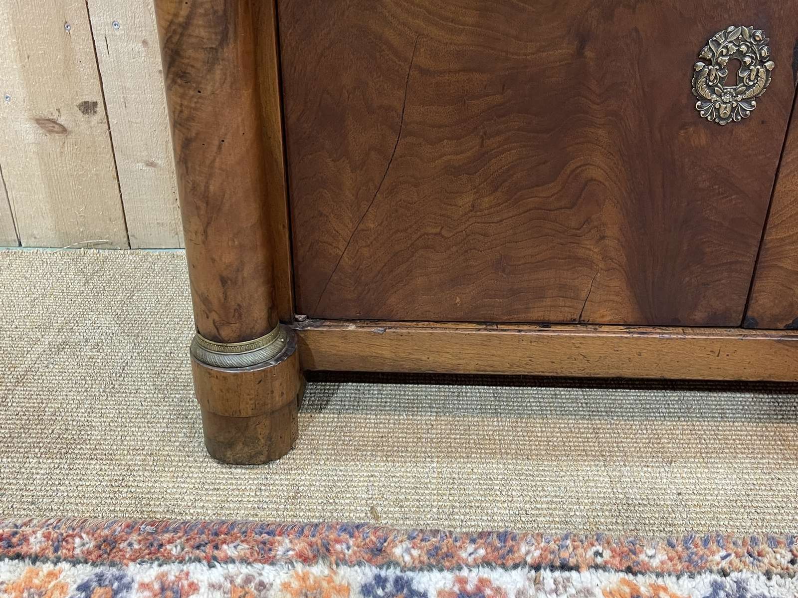 Furniture Empire Period Secretary In Walnut, Oak And Black Marble photo