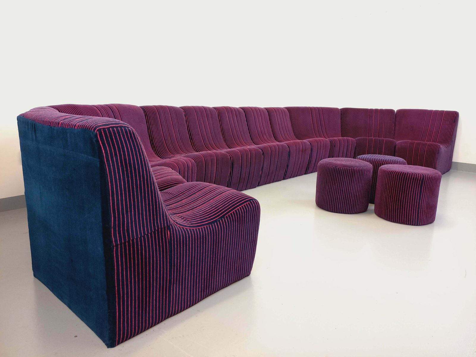 Canapé modulable Snake en velours années 1970
