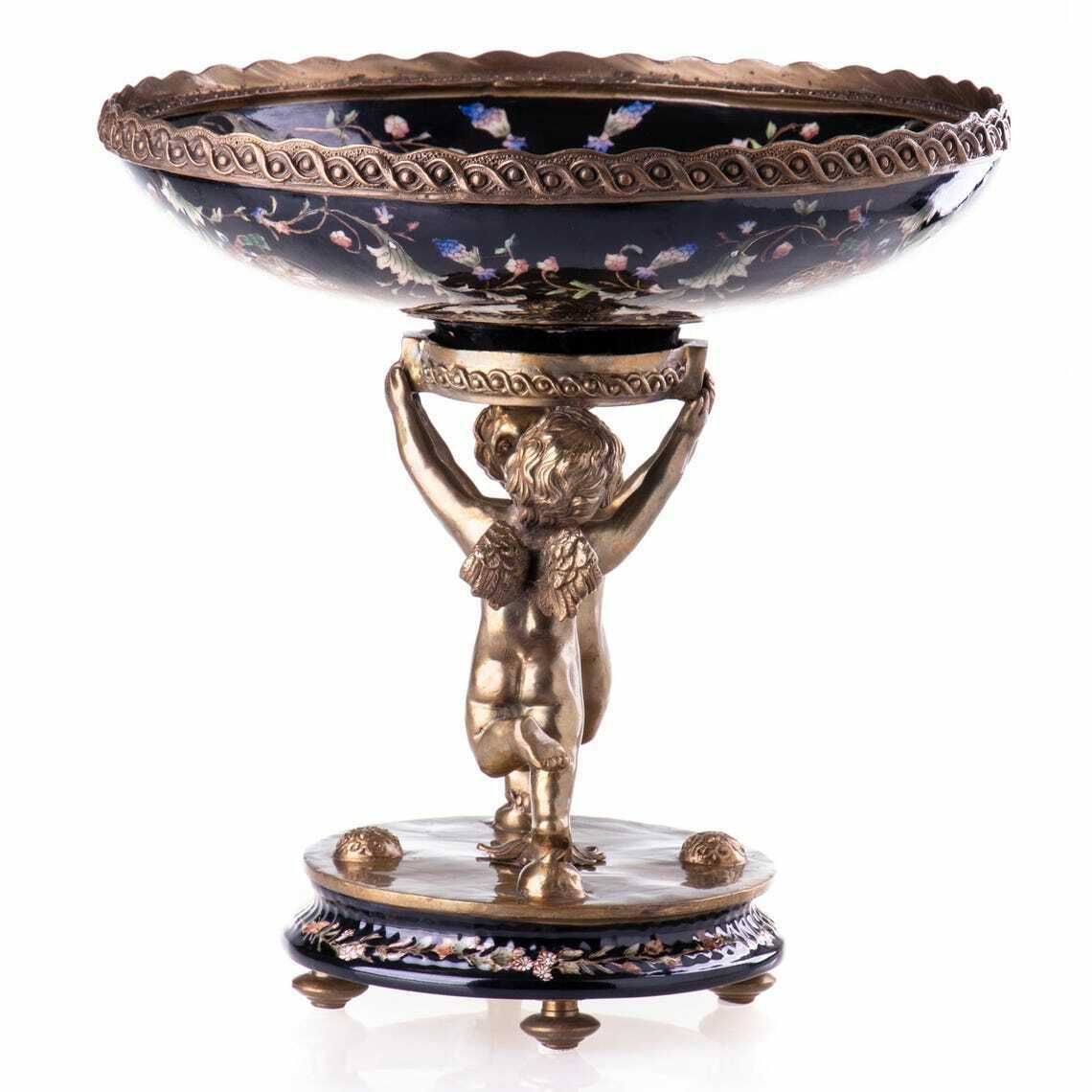 Elegant Porcelain And Bronze Bowl With Angels   Perfect Gift For Collectors And Special Occasions photo furniture