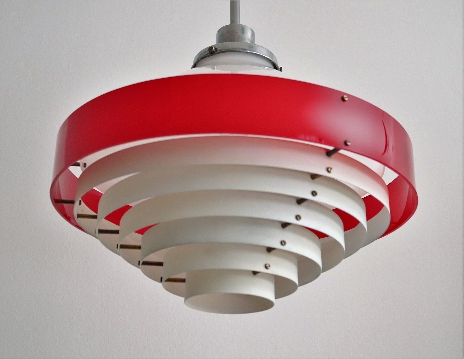 Italian Midcentury Pendant Lamp In Acrylic, Aluminium And Brass By Stilnovo, 1950s
