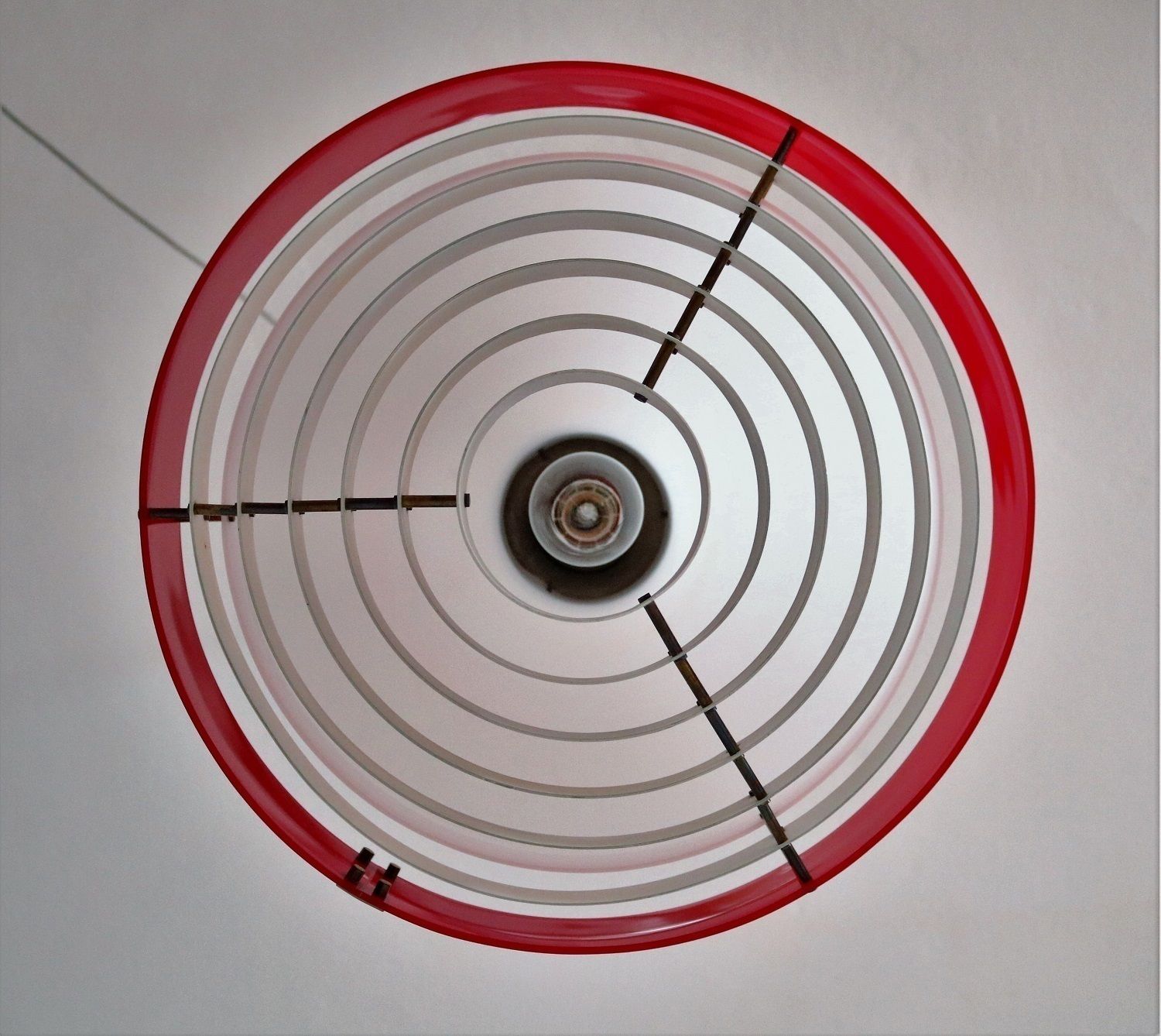 Lighting Italian Midcentury Pendant Lamp In Acrylic, Aluminium And Brass By Stilnovo, 1950s photo