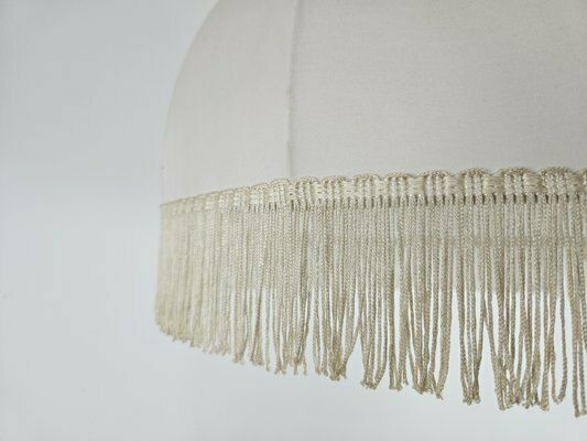 photo for sale Golden Metal Reading Floor Lamp With Adjustable Arm And Fabric Lampshade, 1970