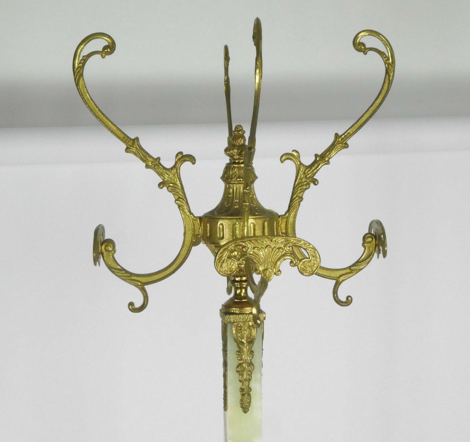 Mid Century Italian Ornate Brass And Onyx Free Standing Rack, Vintage Hall Tree Hollywood Regency Style With Women Figures, Hat Rack photo Furniture