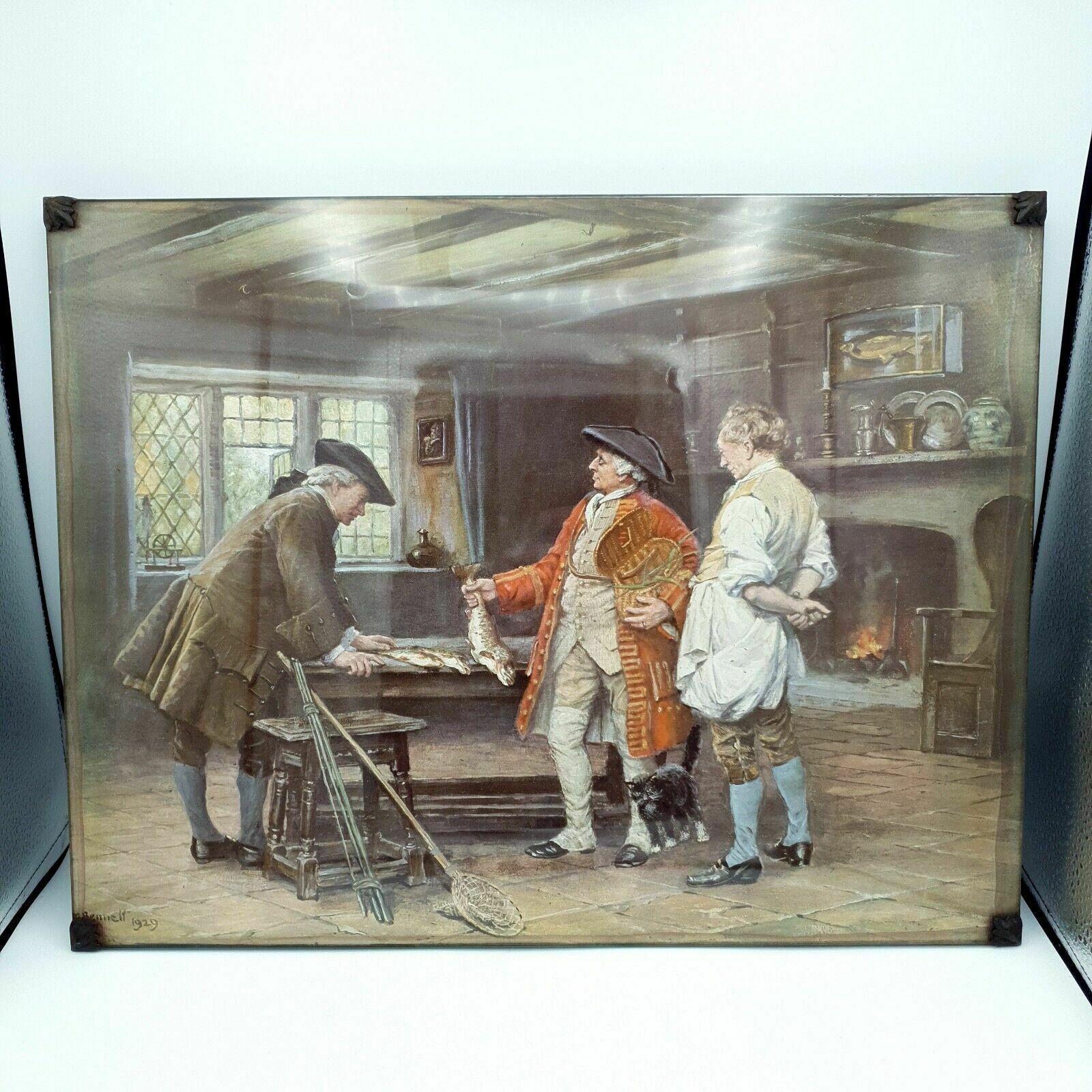 F.M Bennett Print Pride Of Capture Glass Front Woodblock Back From Original 1929