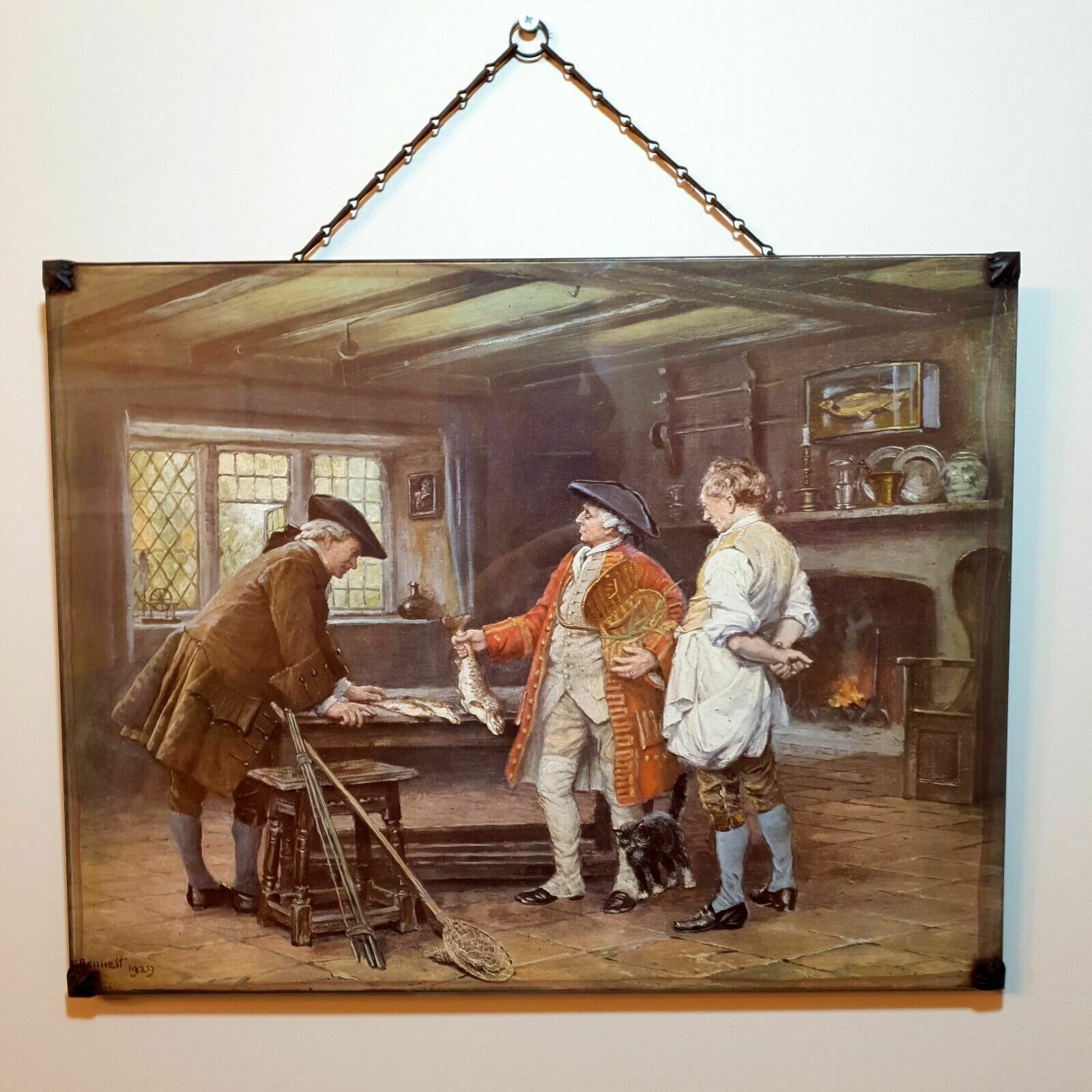 photo for sale F.M Bennett Print Pride Of Capture Glass Front Woodblock Back From Original 1929