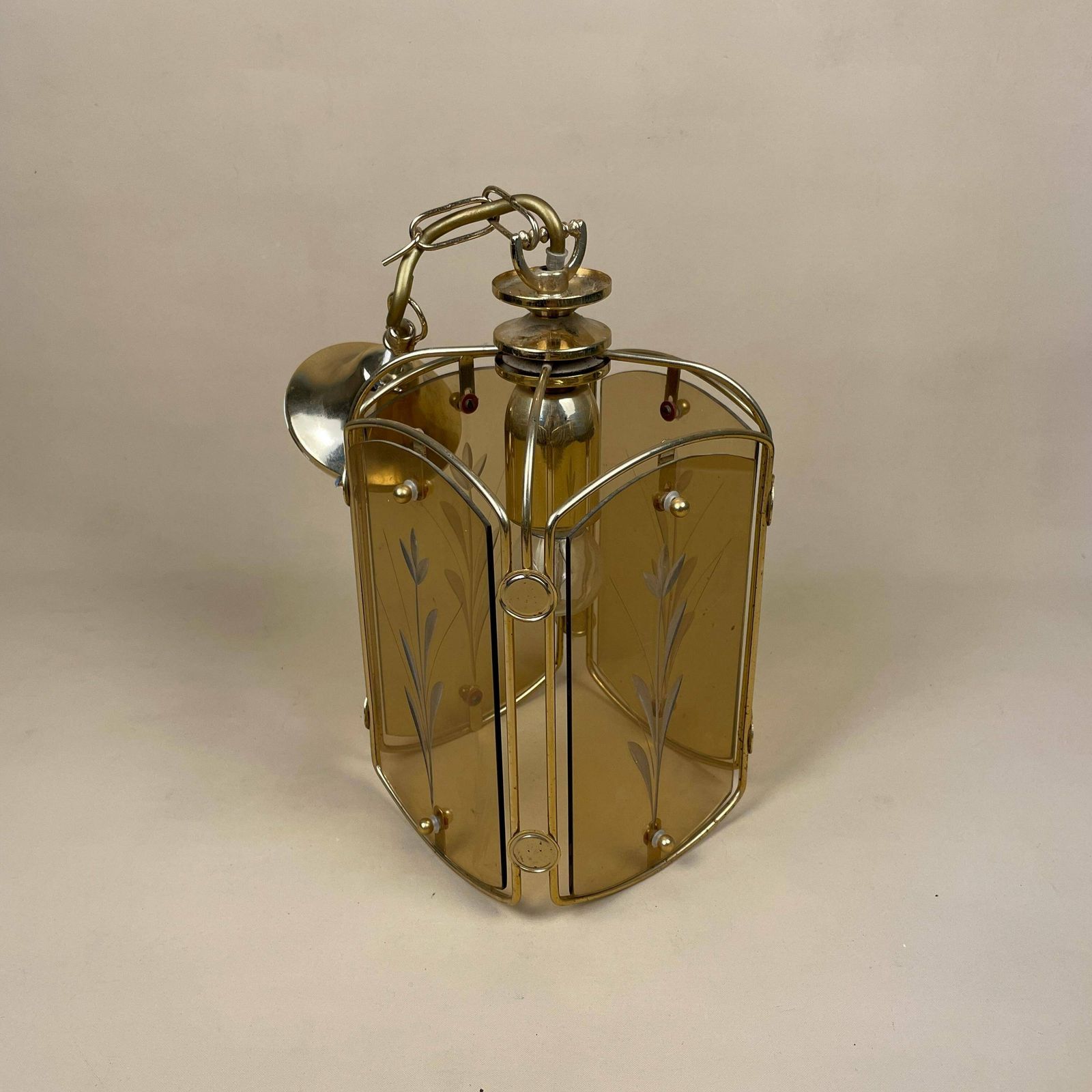 Retro Ceiling Light Lantern Metal Gold Brass Lamp Indoor Glass Vintage Antique Pendent Lamp Lights Ornate Detail Yellow Cut Glass