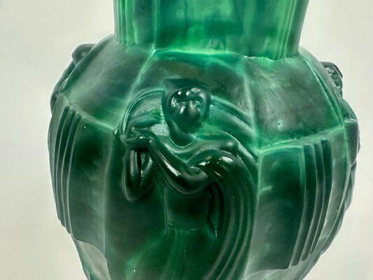 Home Decor Art Deco Malachite Glass Ingrid Vase Attributed To Artur Pleva For Curt Schlevogt, 1950s photo