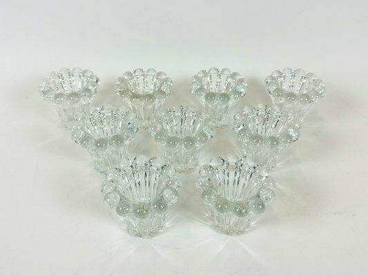 Crystal Bubble Glass Candleholders From San Marco, West Germany, 1970s, Set Of 9 photo for sale