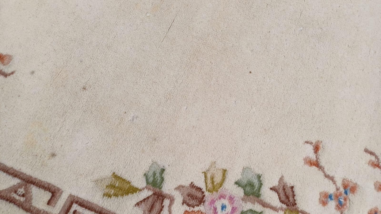 Cream Thick Wool Vintage Rug With Floral Detail   1970s/80s, Vgc 194cm X 122cm photo 165.0