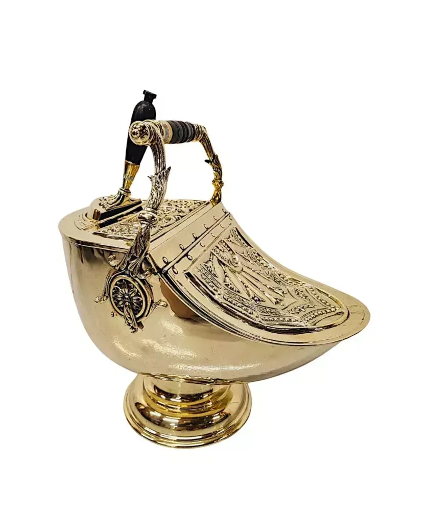 A Very Rare 19th Century Brass Lidded Coal Scuttle photo furniture