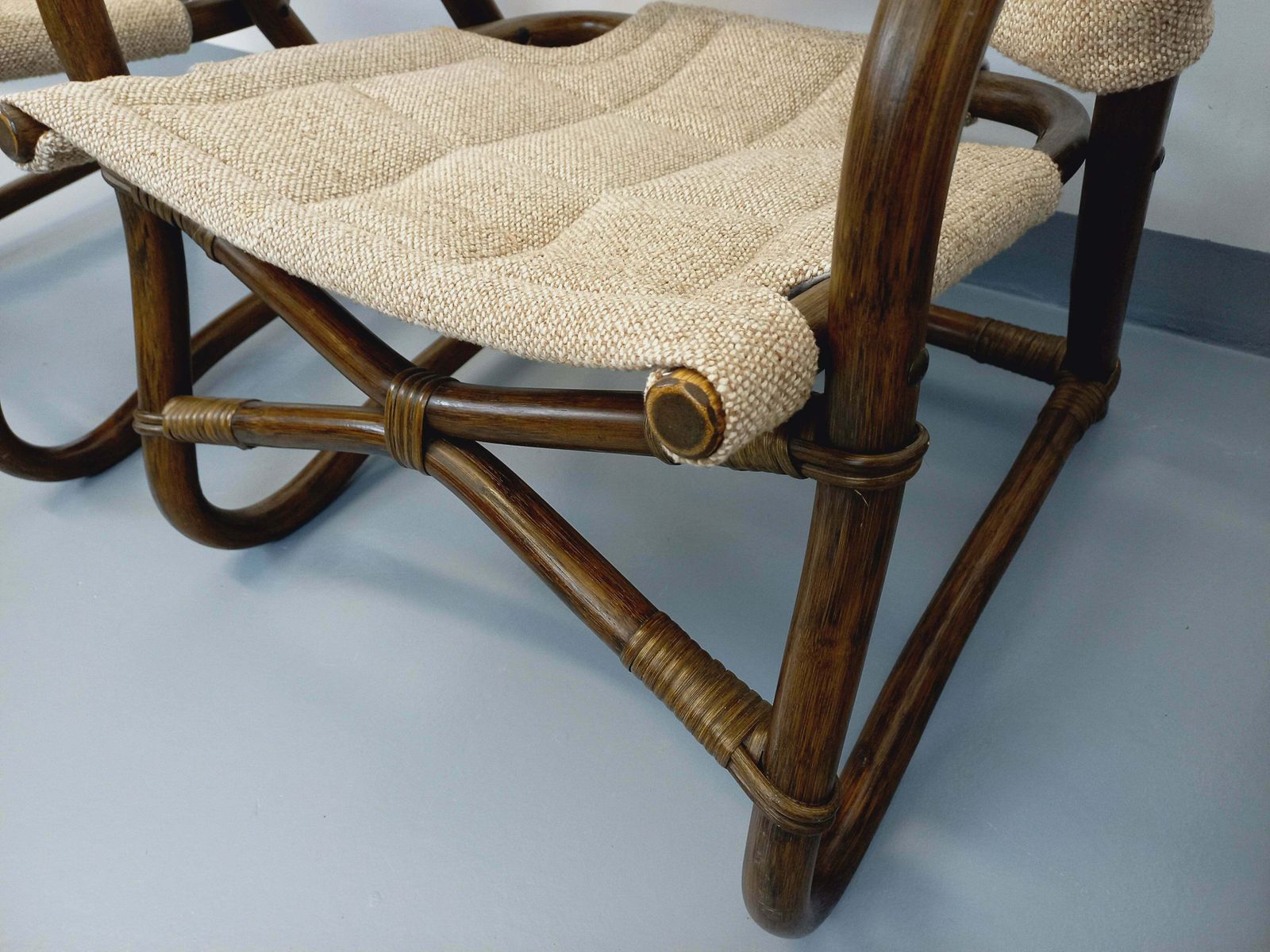 3 Danish Armchairs From Horsnæs Møbelfabrik In Rattan And Fabric photo 1721.0