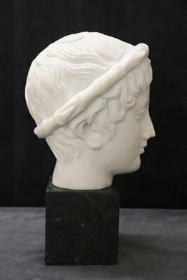 Head Of A Young Bacchus, 20th Century, White Marble Sculpture photo buy