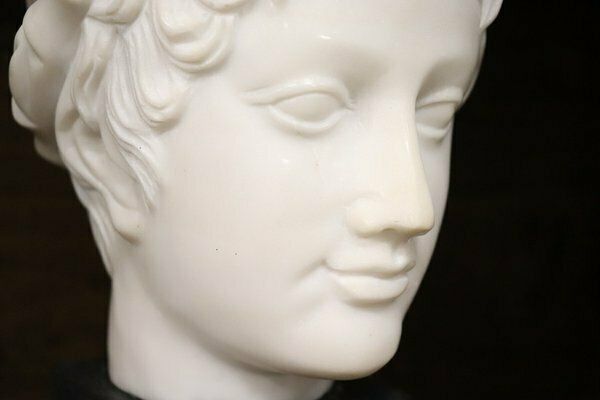 Art Head Of A Young Bacchus, 20th Century, White Marble Sculpture photo