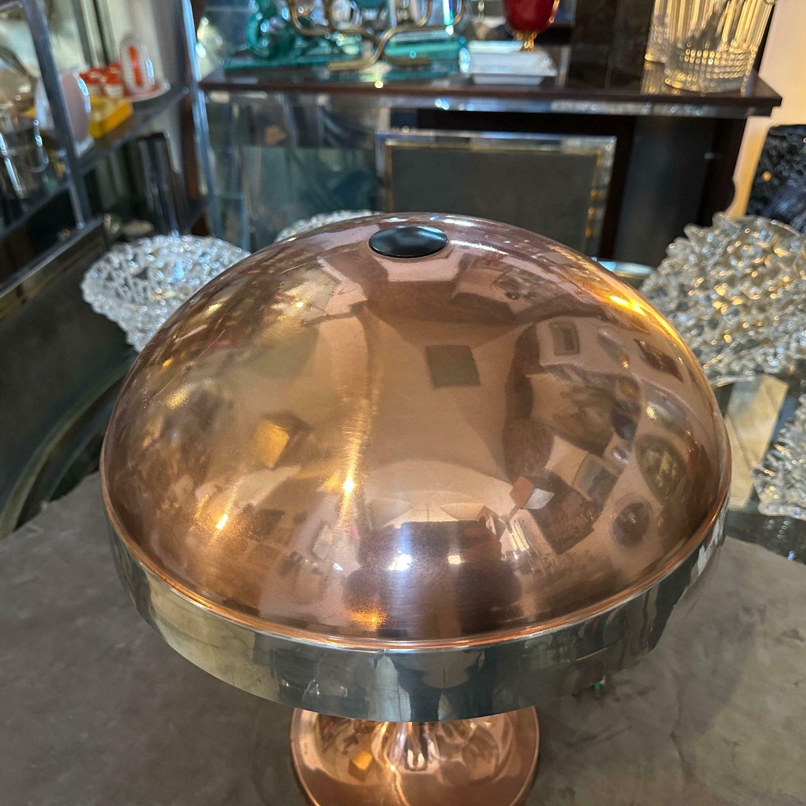Lighting 1970s Mid Century Modern Copper And Steel Italian Table Lamp photo