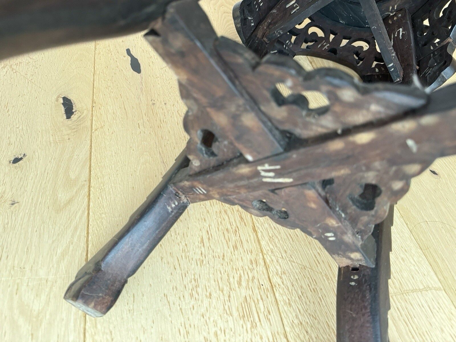 Furniture Liberty Of London Japanese Hand Carved Floral Side Table C1905 photo