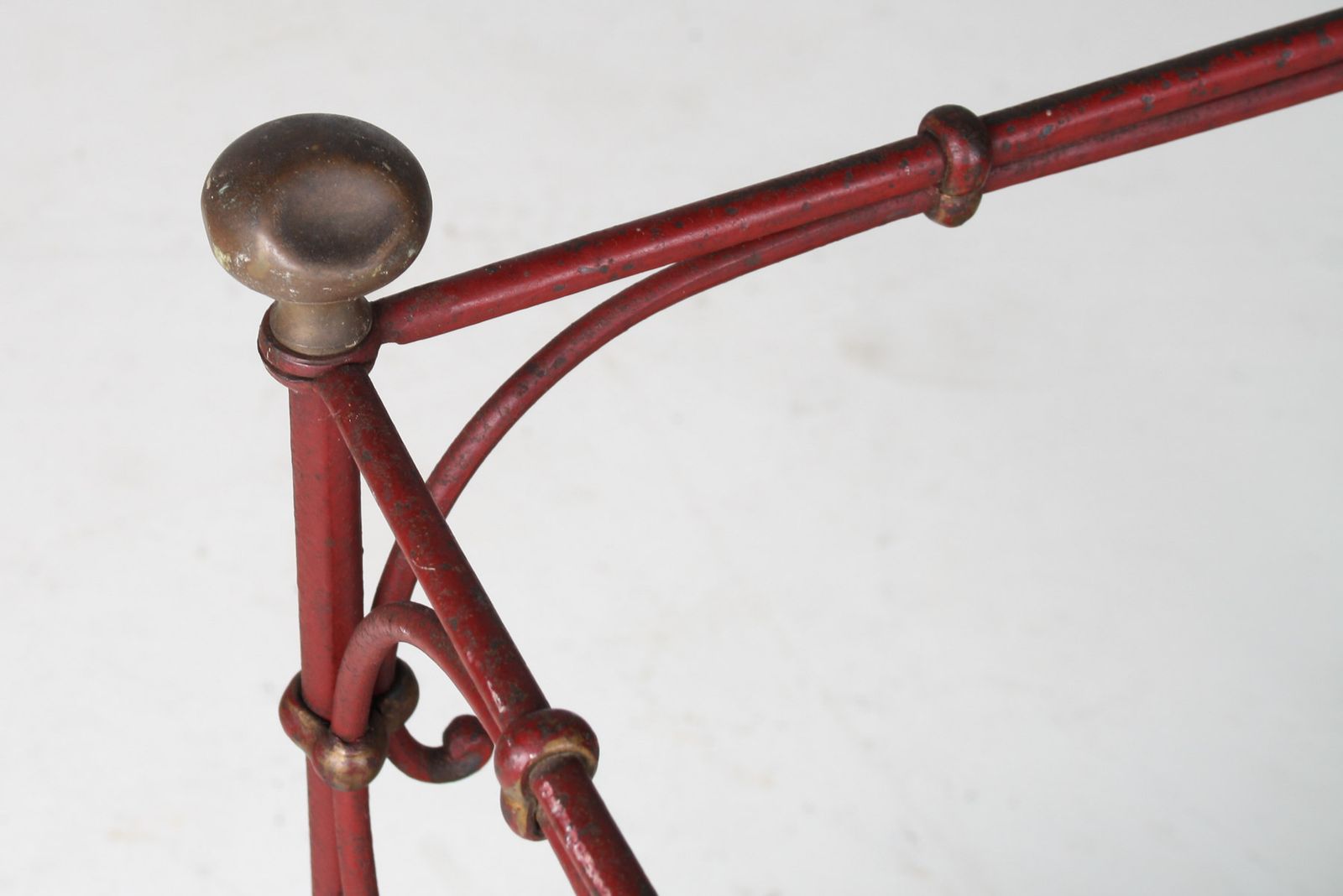 Decorative French Parisian Chic Antique Wrought Iron Red Painted Umbrella Stick Stand photo buy
