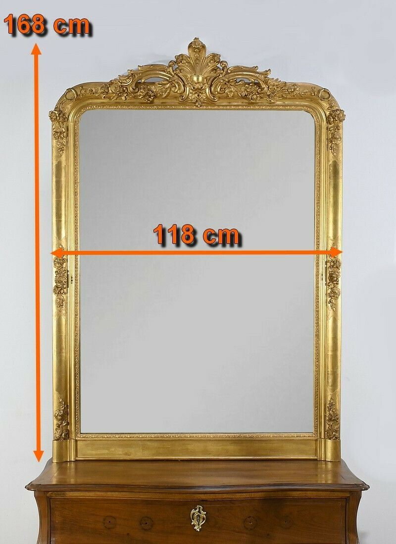 photo buy Important Gilded Wooden Mirror, Louis XV Style – 1st Part Of The 19th Century
