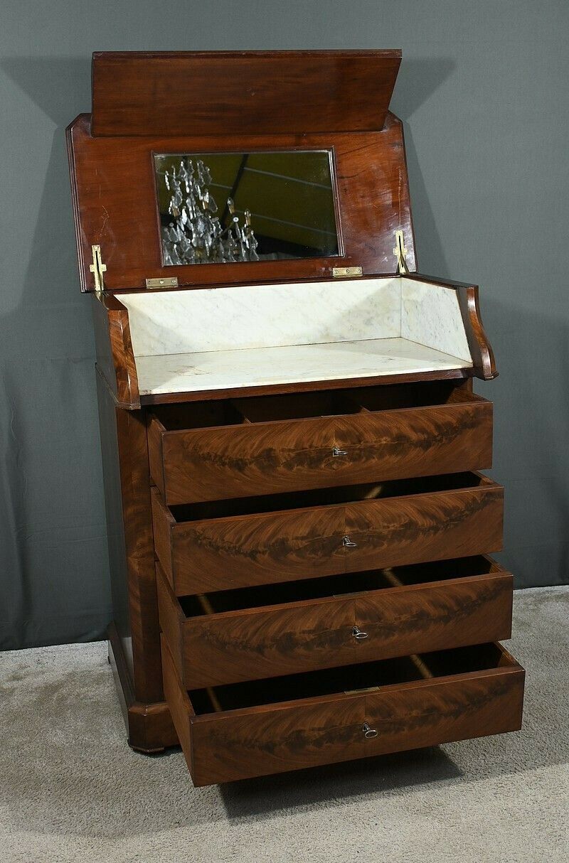 photo for sale Mahogany Burl Veneer Dresser, Louis Philippe Style – Late 19th Century