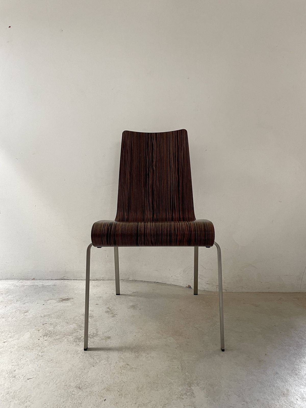 Minimalist Stained Plywood And Stainless Steel Legged Chair   Made In Italy By Plank photo furniture