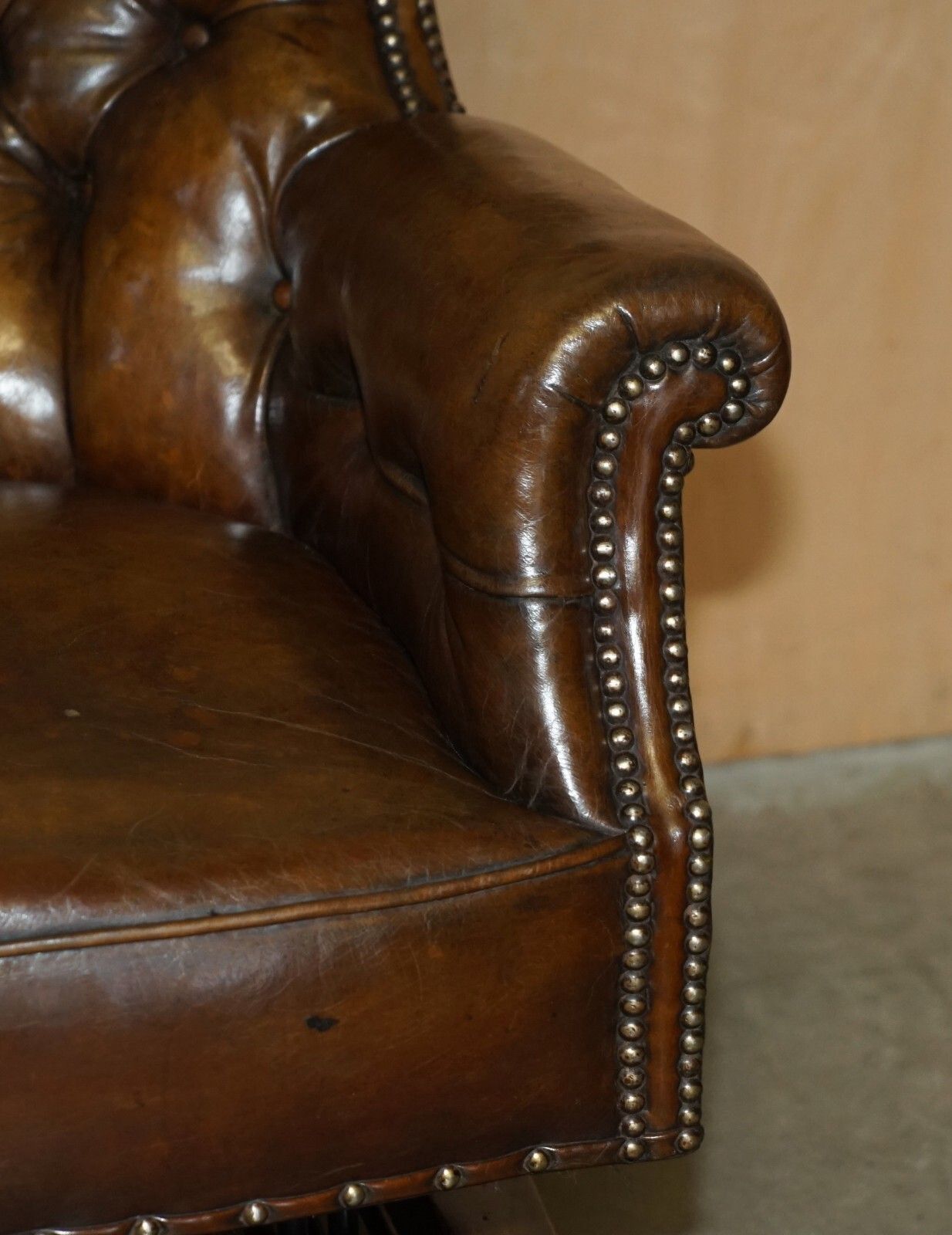 Furniture Fine Antique Victorian Harrington's Cradle Rocking Chesterfield Leather Armchair photo