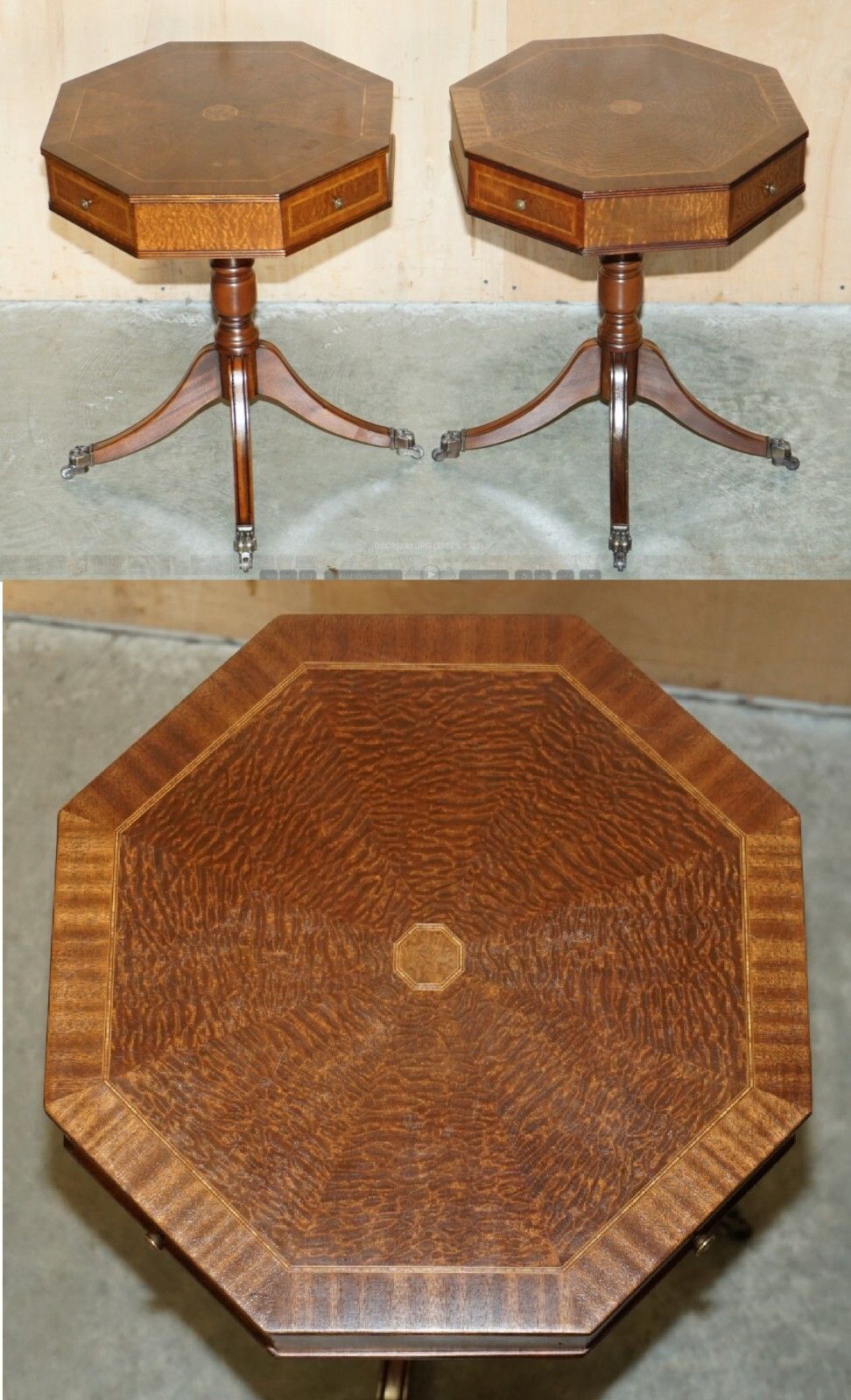 Pair Of Mid Century Modern Andrew Thompson Burr Oak Side End Lamp Wine Tables