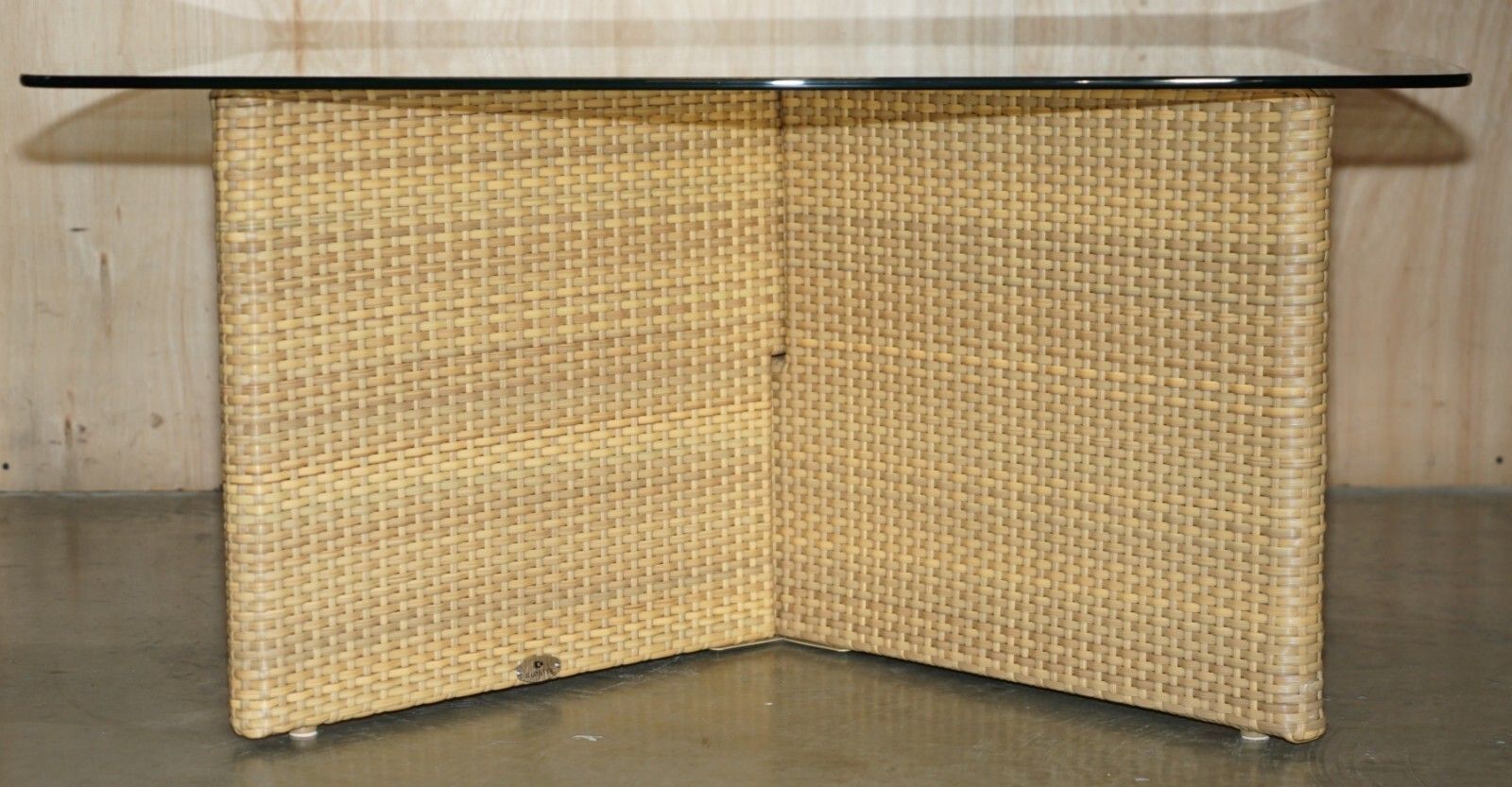 Expensive Gloster Garden Table Set On Wheels Glass & Wicker photo buy