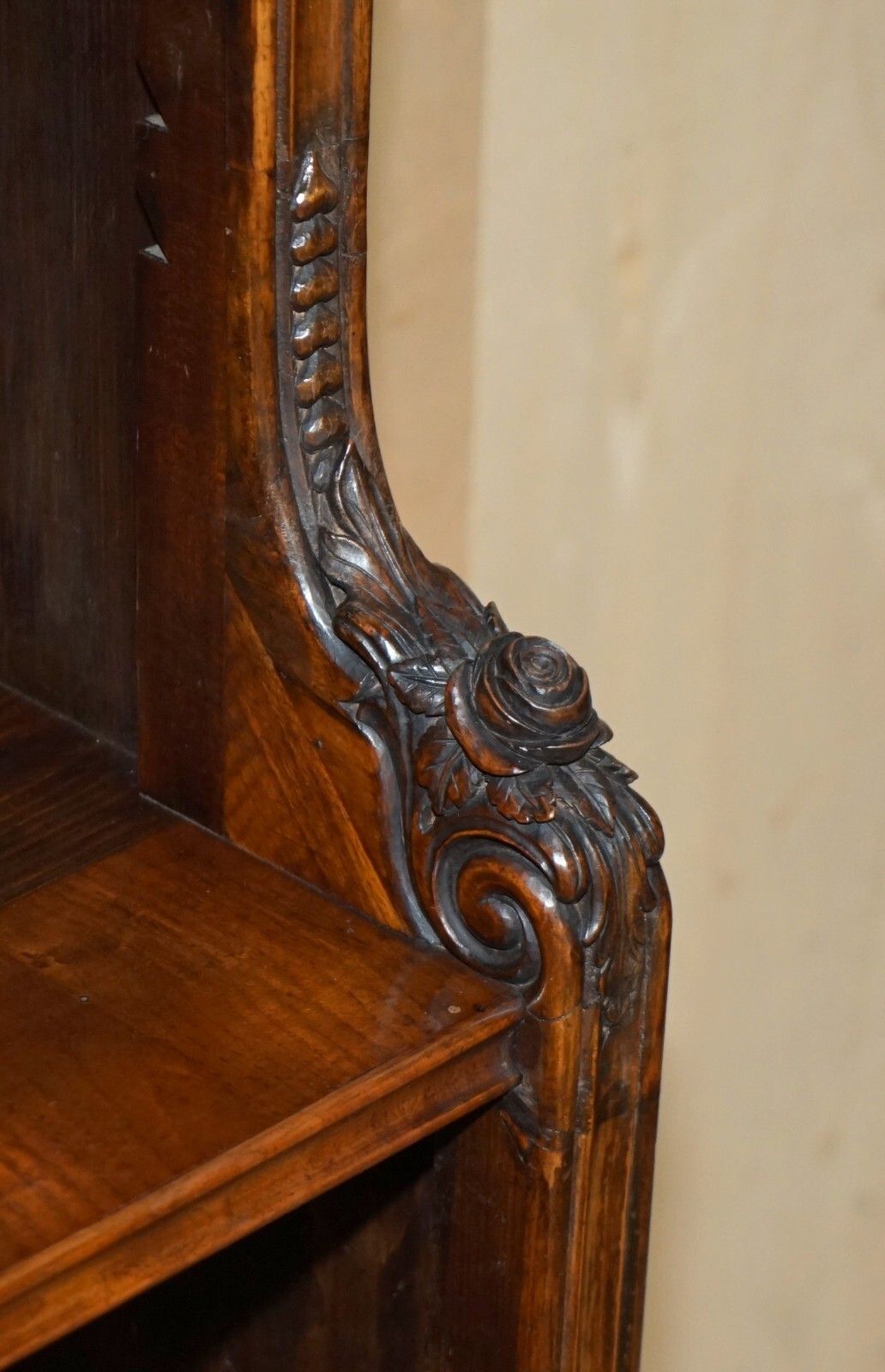 photo for sale Important Pair Of 2.1 Meter Tall Regency Rosewood Waterfall Library Bookcases