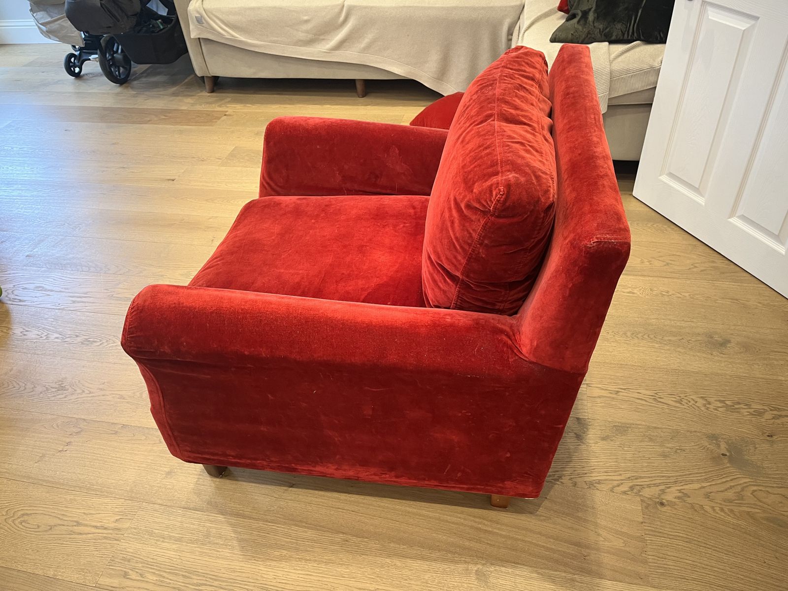 Habitat Red Velvet Armchair photo furniture