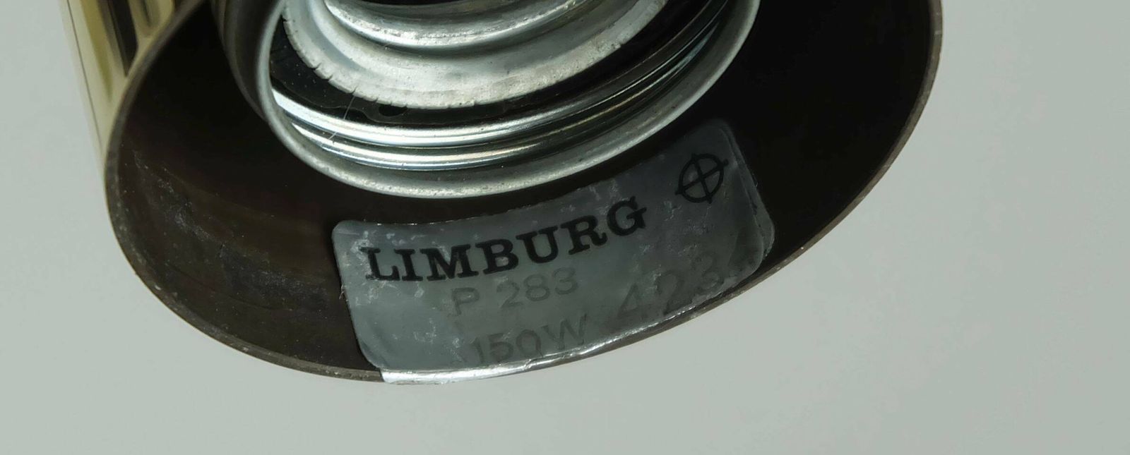 photo for sale Large 1970s Glashuette Limburg Pendant Light White Opaline Bubble Glass Trumpet Shaped Shade P283 42