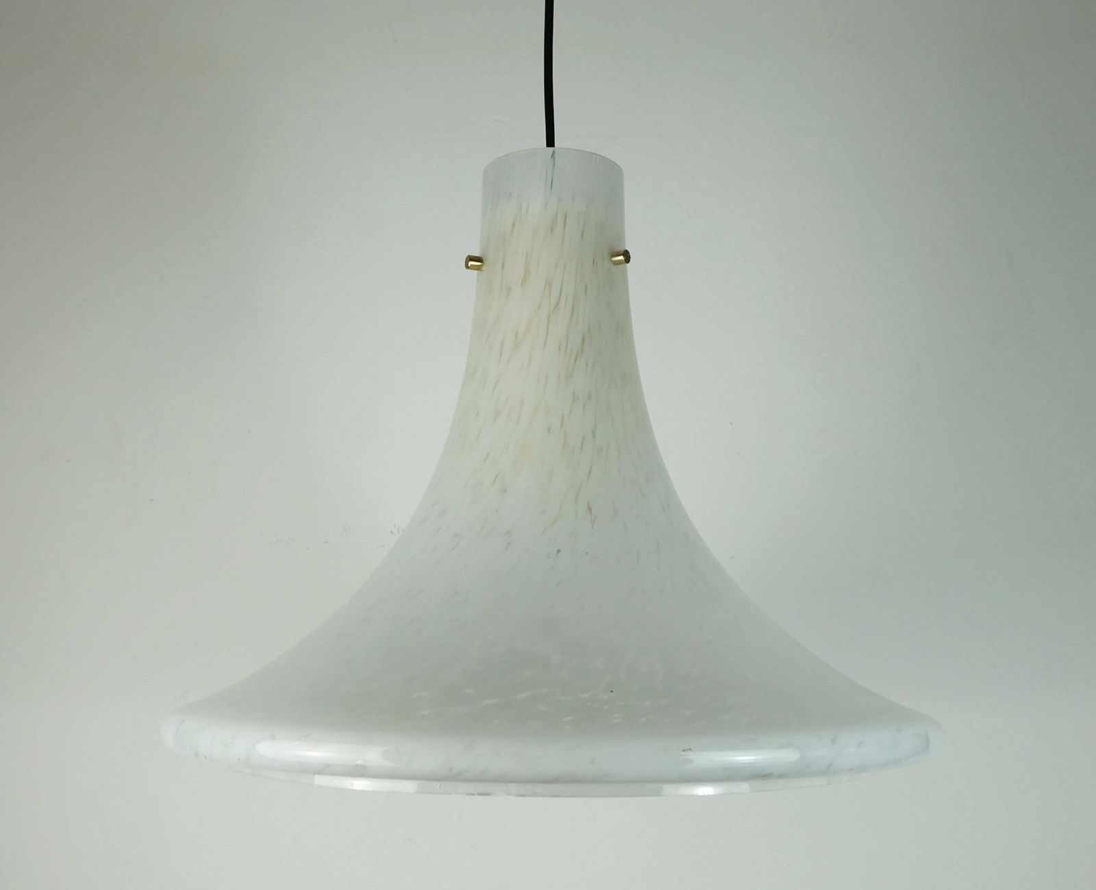 Lighting Large 1970s Glashuette Limburg Pendant Light White Opaline Bubble Glass Trumpet Shaped Shade P283 42 photo