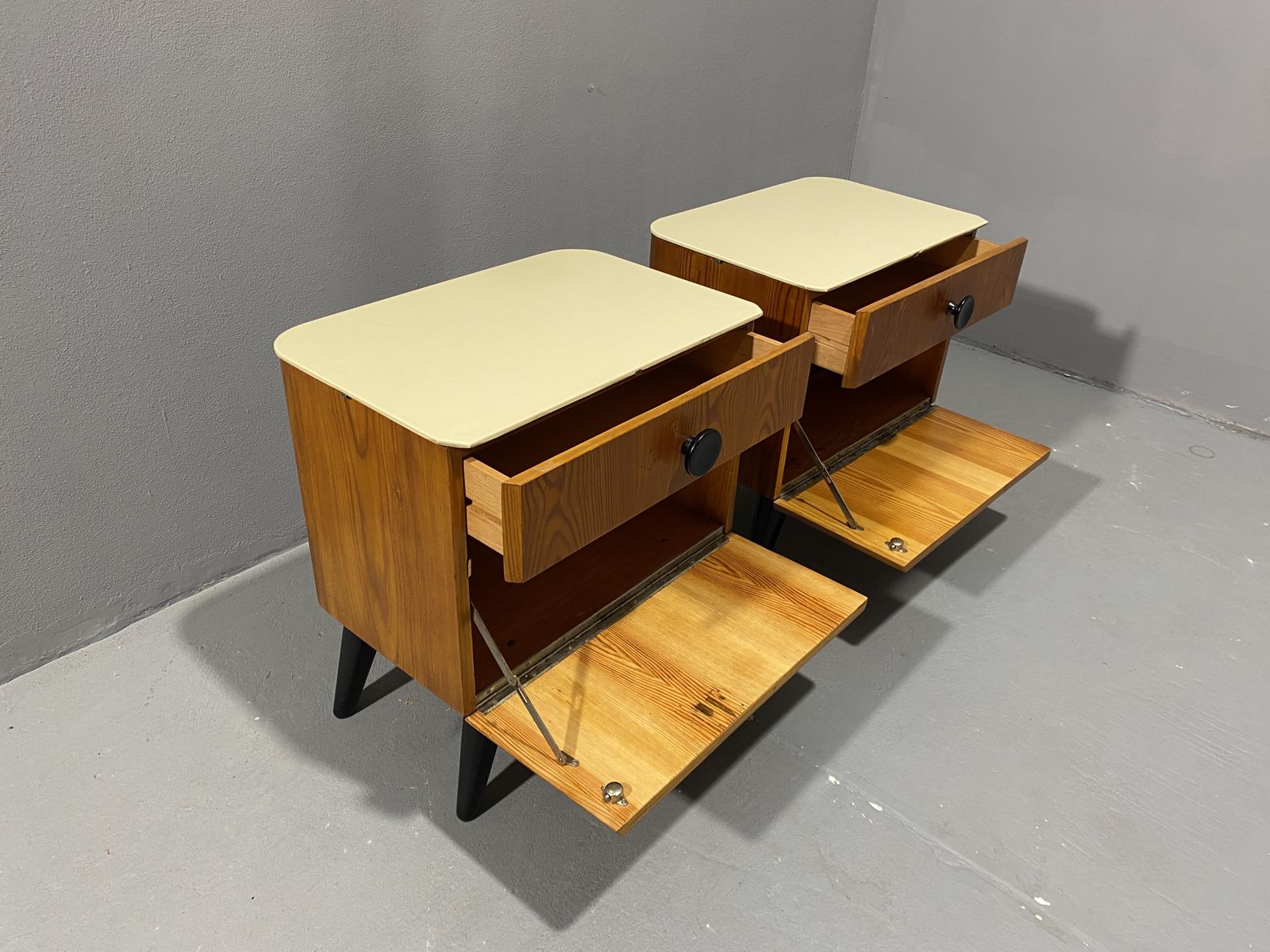 Fully Restored Night Stands By Jindřich Halabala For úp Závody, 1950s, Czechoslovakia photo Furniture