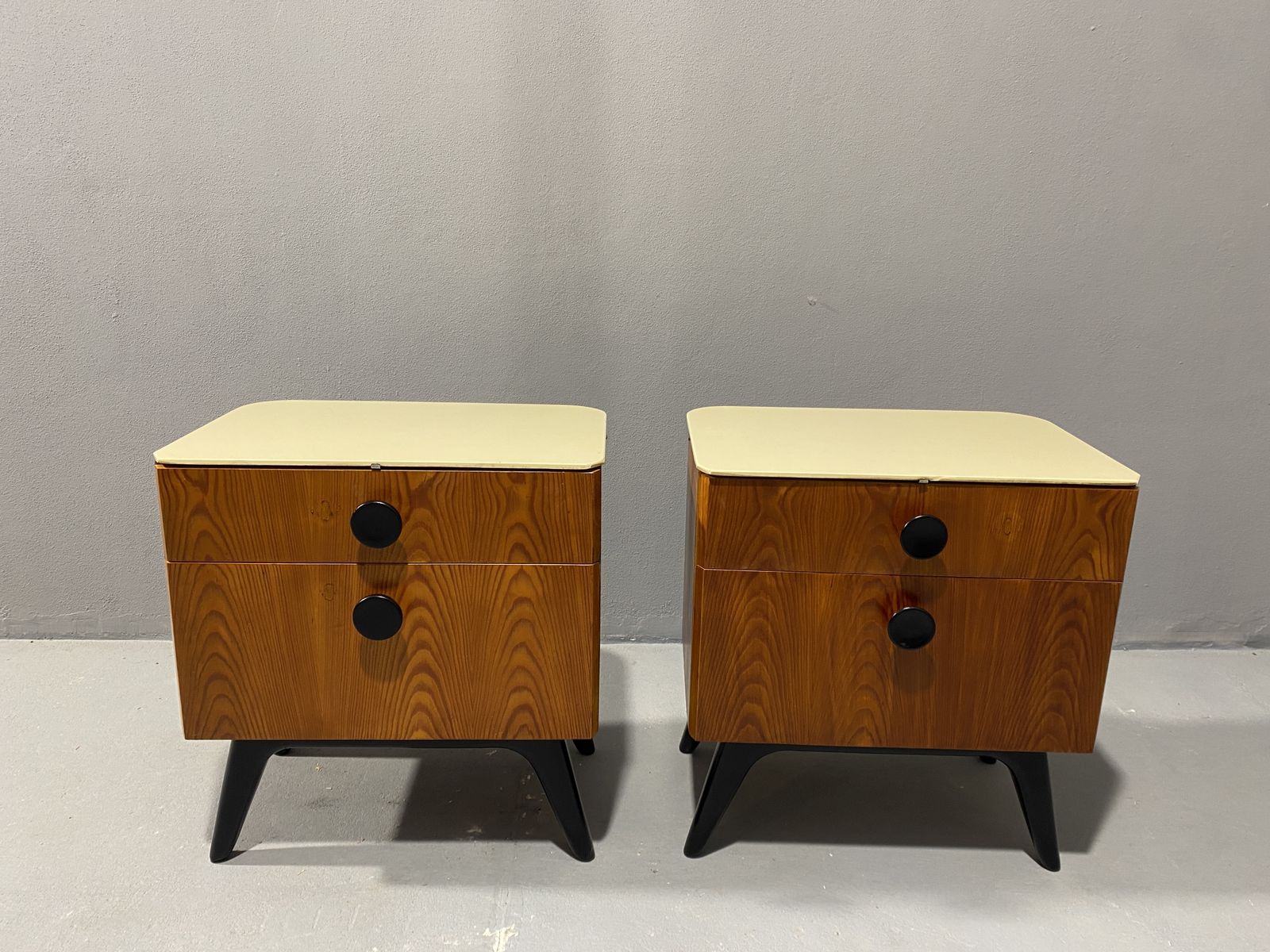 Fully Restored Night Stands By Jindřich Halabala For úp Závody, 1950s, Czechoslovakia photo buy