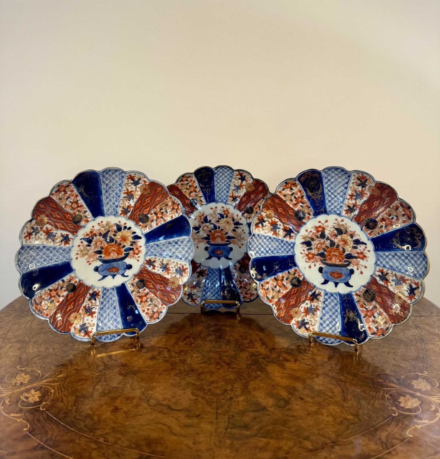 Outstanding Quality Trio Of Antique Japanese Imari Plates photo for sale