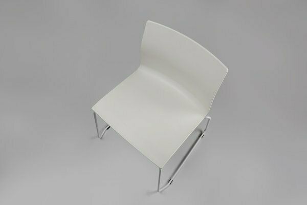 Mid Century White Chair With Metal Frame And Plastic Seat, Belgium, photo vinterior