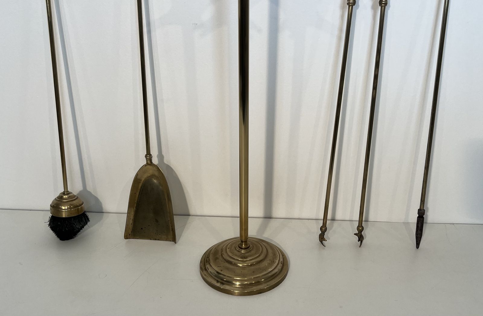 Neoclassical Style Brass Fireplace Set photo vintage