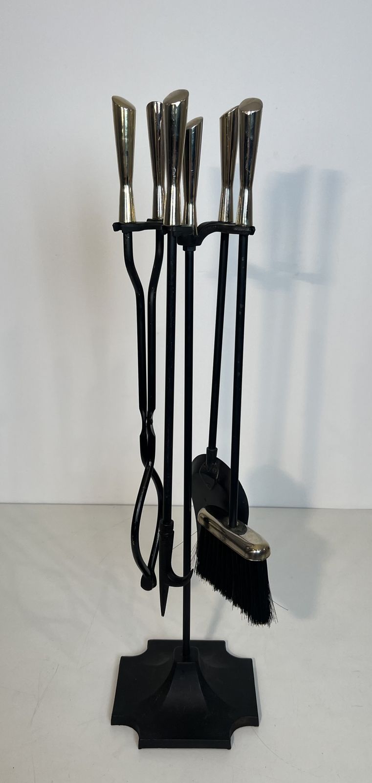 Black And Chrome Lacquered Metal Design Fire Kit