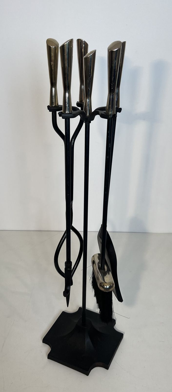 Home Fixtures Black And Chrome Lacquered Metal Design Fire Kit photo